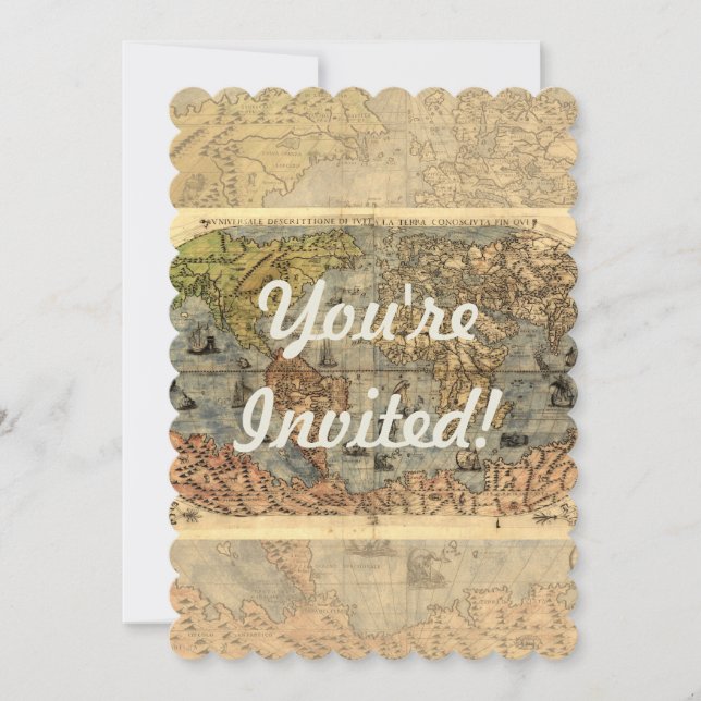 1565 Forlani AntiquevWorld Map Renaissance  Invitation (Front)