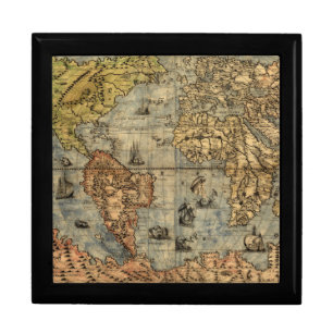 1565 Forlani AntiquevWorld Map Renaissance Jewelry Box