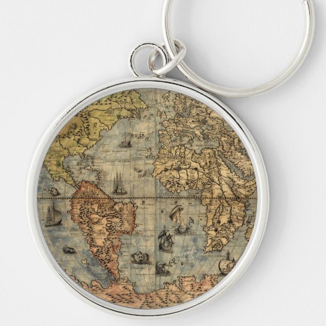 1565 Forlani AntiquevWorld Map Renaissance  Keychain (Front)