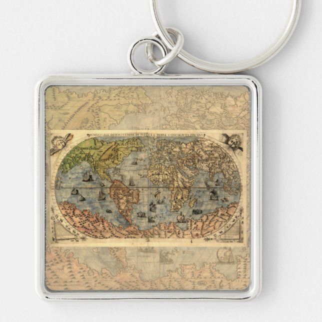 1565 Forlani AntiquevWorld Map Renaissance  Keychain (Front)