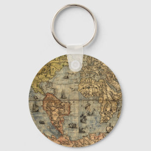 1565 Forlani AntiquevWorld Map Renaissance Keychain