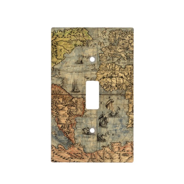 1565 Forlani AntiquevWorld Map Renaissance  Light Switch Cover (Front)