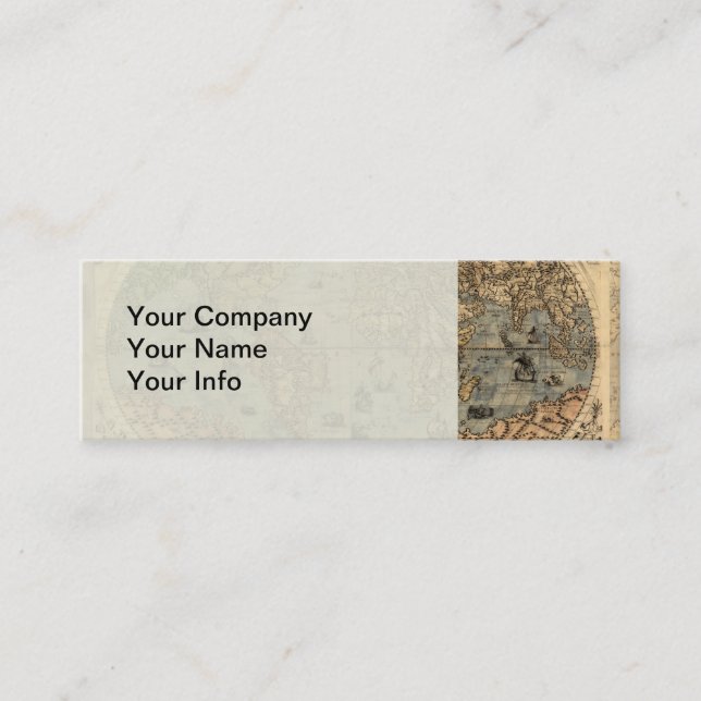 1565 Forlani AntiquevWorld Map Renaissance  Mini Business Card (Front)