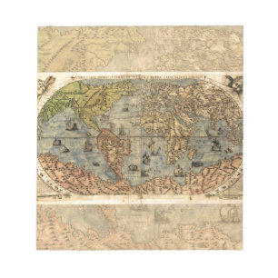 1565 Forlani AntiquevWorld Map Renaissance Notepad