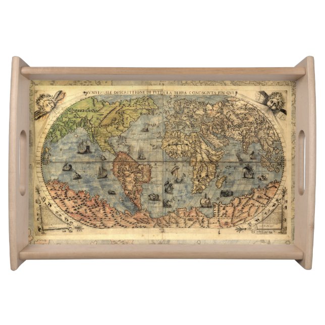 1565 Forlani AntiquevWorld Map Renaissance  Serving Tray (Front)