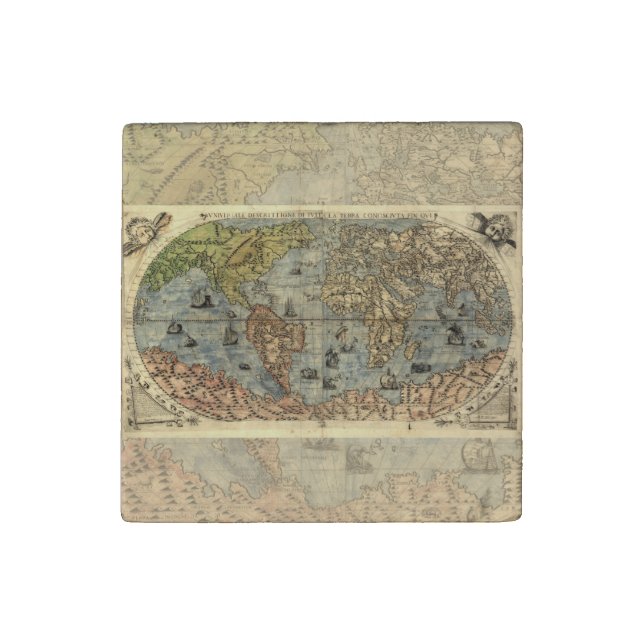 1565 Forlani AntiquevWorld Map Renaissance  Stone Magnet (First Magnet)