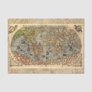1565 Forlani AntiquevWorld Map Renaissance  Tissue Paper