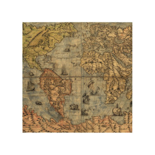 1565 Forlani AntiquevWorld Map Renaissance Wood Wall Art