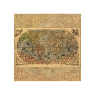 1565 Forlani AntiquevWorld Map Renaissance Wood Wall Decor