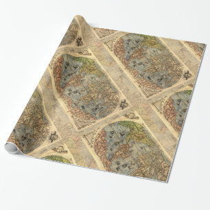 1565 Forlani AntiquevWorld Map Renaissance Wrapping Paper