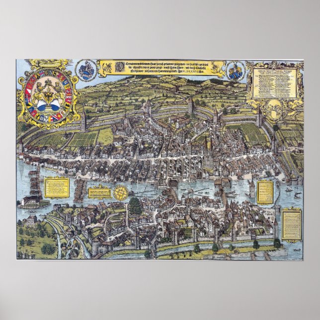 1576 Map of Zürich Poster (Front)
