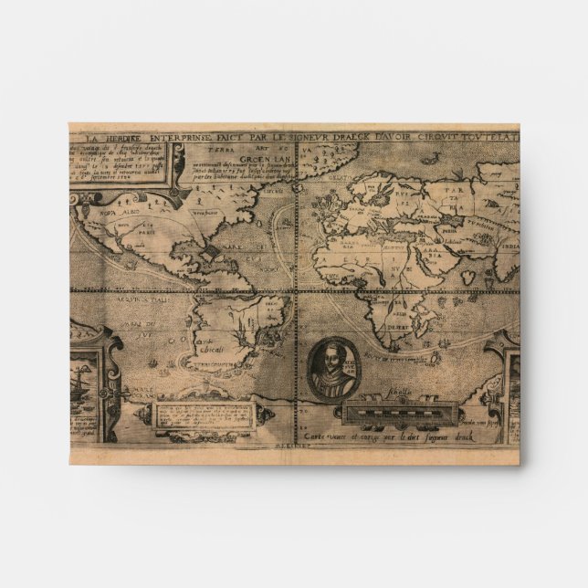 1581 Antique World Map by Nicola van Sype Envelope (Front)
