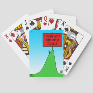 1582 Customizable over the hill birthday cartoon Poker Cards