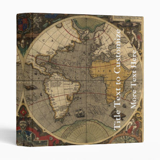 1595 Vintage World Map by Jodocus Hondius Binder