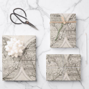 1598 Vintage World Map Latin Cartography Wrapping Paper Sheets
