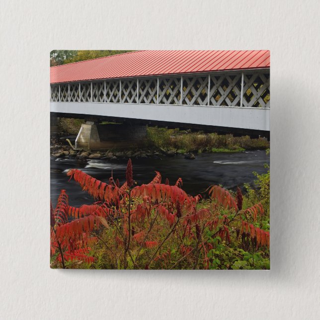 159-foot Ashuelot Covered bridge spanning Pinback Button (Front)