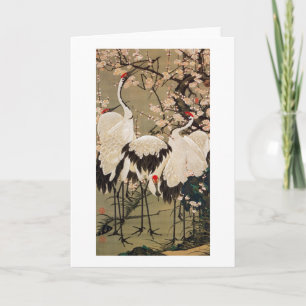 15. 梅花群鶴図, 若冲 Plum Blossoms & Cranes, Jakuchū Card