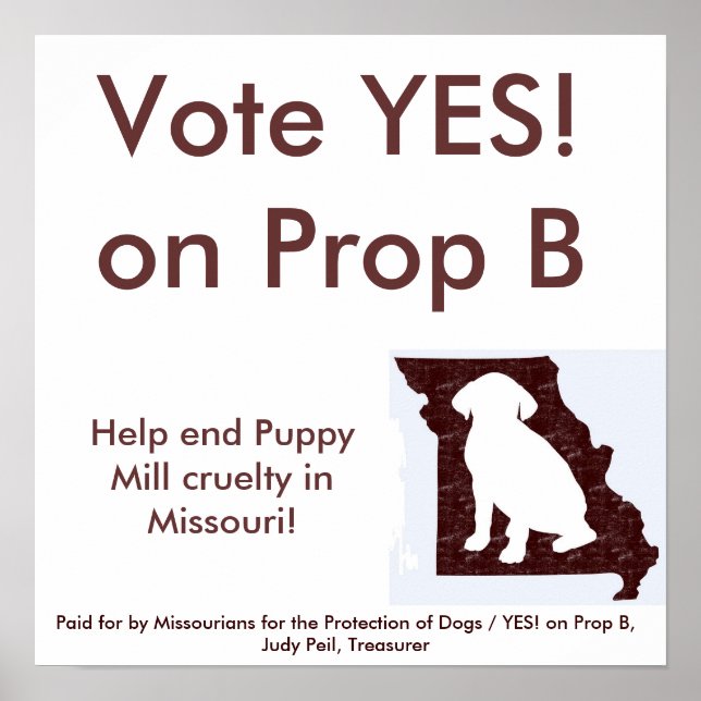 15" by 15" - YES! on Prop B Poster (Front)