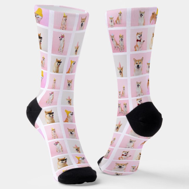 15 Collage Fun Photo Gift Custom Personalized Socks (Angled)