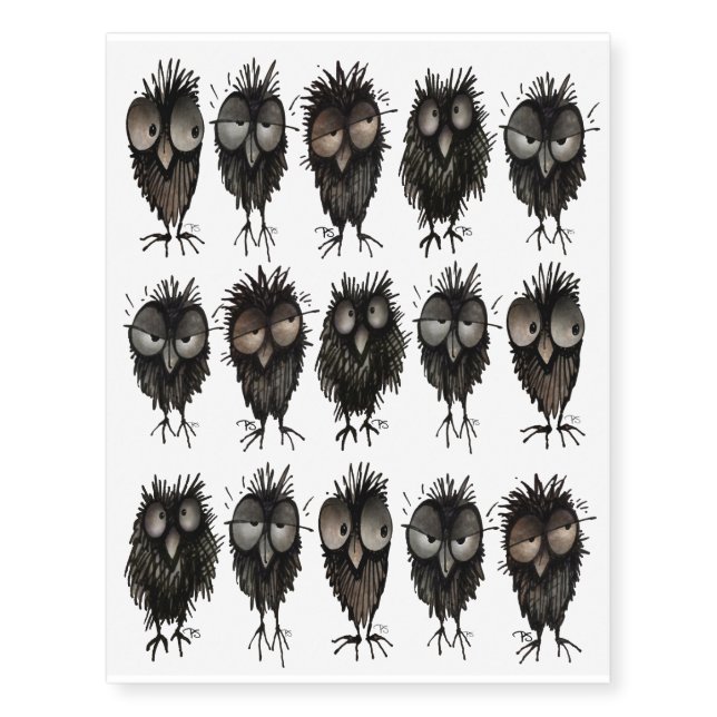 15 Funny Owl Temporary Tattoos (Front)