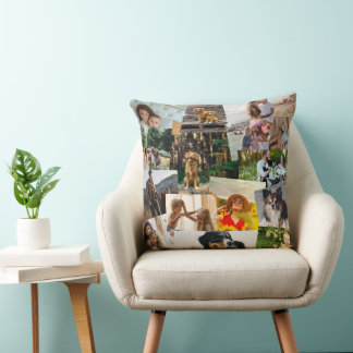 15 Haphazardly Overlapping Photos Collage Template Throw Pillow