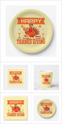 15 Happy Thanksgiving Turkey with Pie Set