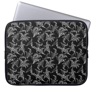 15-inch Laptop Sleeve: Lilies-of-the-Valley, Black Laptop Sleeve