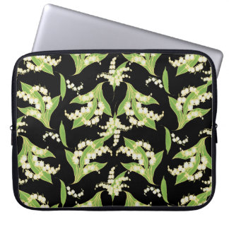 15-inch Laptop Sleeve: Lilies of the Valley, Black Laptop Sleeve