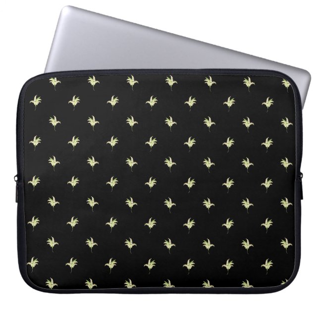 15-inch Laptop Sleeve: Lilies of the Valley, Black Laptop Sleeve (Front)