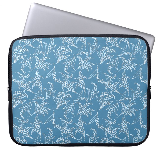 15-inch Laptop Sleeve: Lilies-of-the-Valley, Blue Laptop Sleeve (Front)