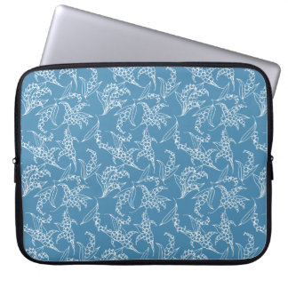 15-inch Laptop Sleeve: Lilies-of-the-Valley, Blue Sleeve