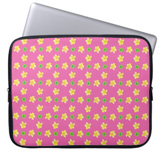 15-inch Laptop Sleeve: Primroses on Deep Pink Sleeve