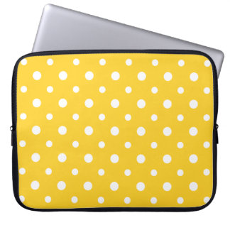 15-inch Laptop Sleeve White Jumbo Polkas on Yellow