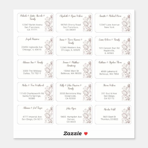 15 Individual Wedding Guest Name Address Sticker