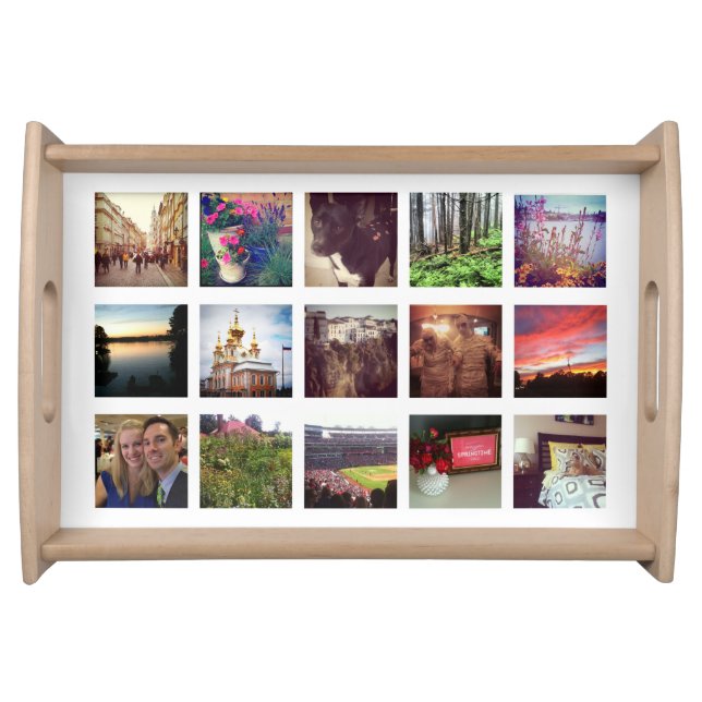 15 Instagram Photos on White Serving Tray (Front)