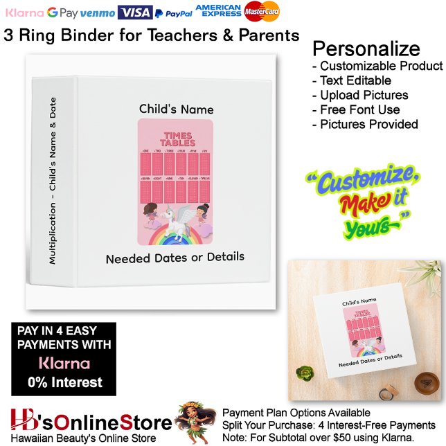15 Learn Multiplication Child's Name Date Teacher  3 Ring Binder (15 Learn Multiplication Child's Name Date Teacher 3 Ring Binder.)