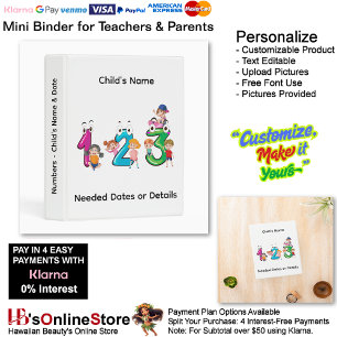 15 Learn Numbers Add Child's Name Date Teacher Mini Binder