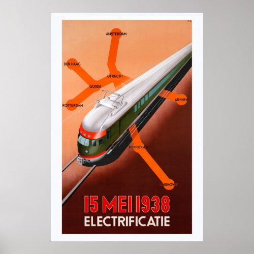 15 Mei 1938 Electrificatie Vintage Poster