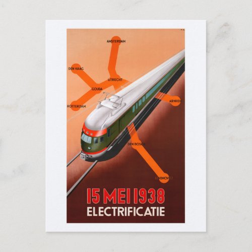 15 Mei 1938 Electrificatie Vintage Poster Postcard