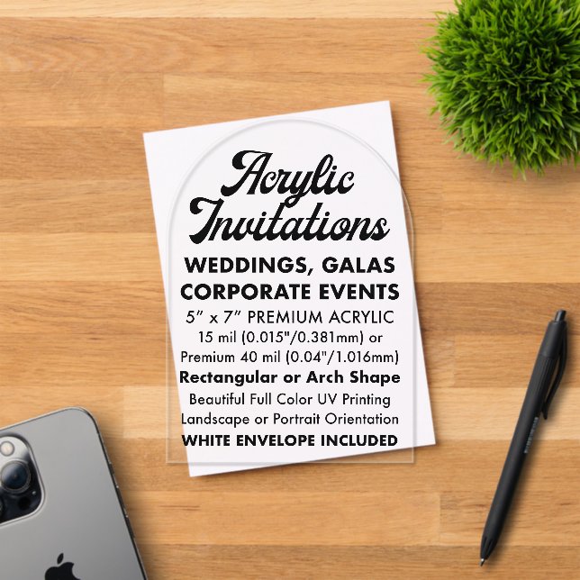 15 Mil Arched Clear Acrylic Invitation (Insitu (Invitation Card))