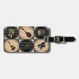 15 Musical Instruments ~ Sheet Music Background Luggage Tag