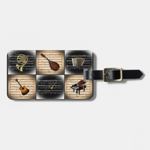 15 Musical Instruments  Sheet Music Background Luggage Tag