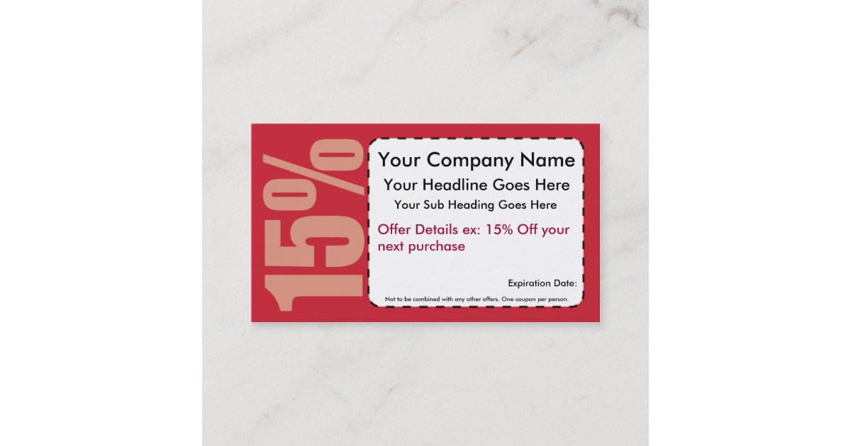 15 Off Coupon Business Card