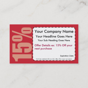 15%  Off Coupon Business Card