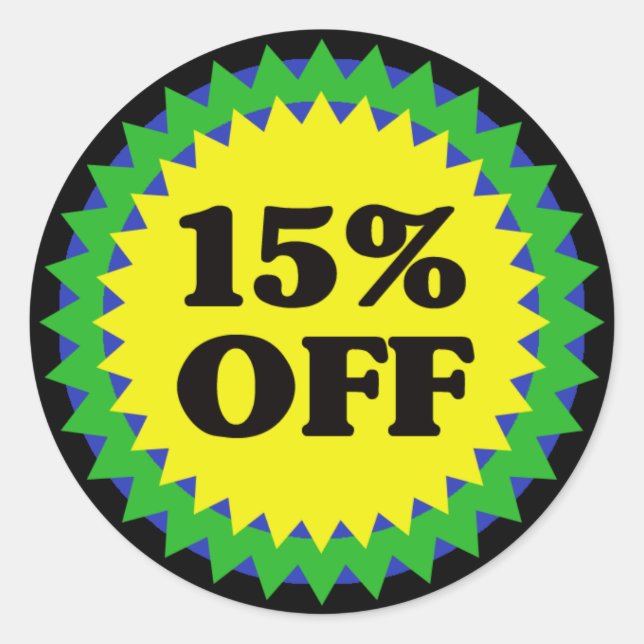 15% OFF RETAIL SALE Sticker (Front)