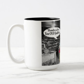 15 oz 2 tone mug. happy birthday cow and jackass Two-Tone coffee mug