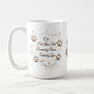 15 oz Cat Mom Mug – Powered by Purrs, Fueled