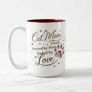 15 oz Cat Mom Two-Tone Mug – Cute Paws & Love-Fuel