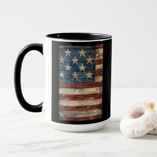 15 OZ  Coffee mug with patriotic designs (With Donut)