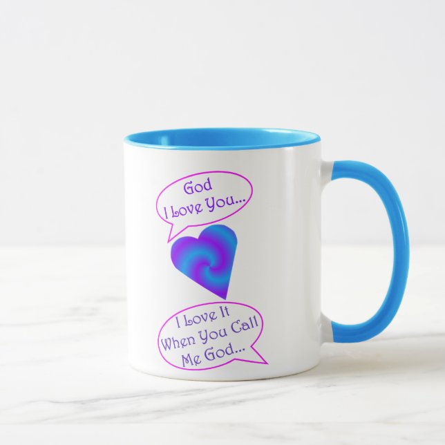15 oz God Mug, blue trim Mug (Right)
